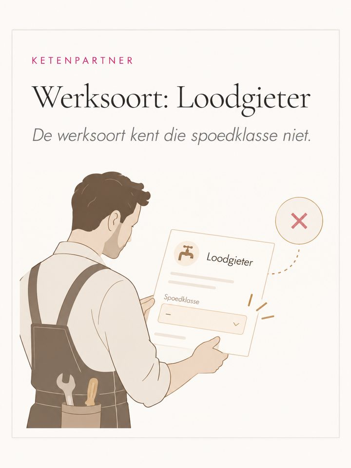 Ketenpartner: werksoort Loodgieter. De werksoort kent die spoedklasse niet.